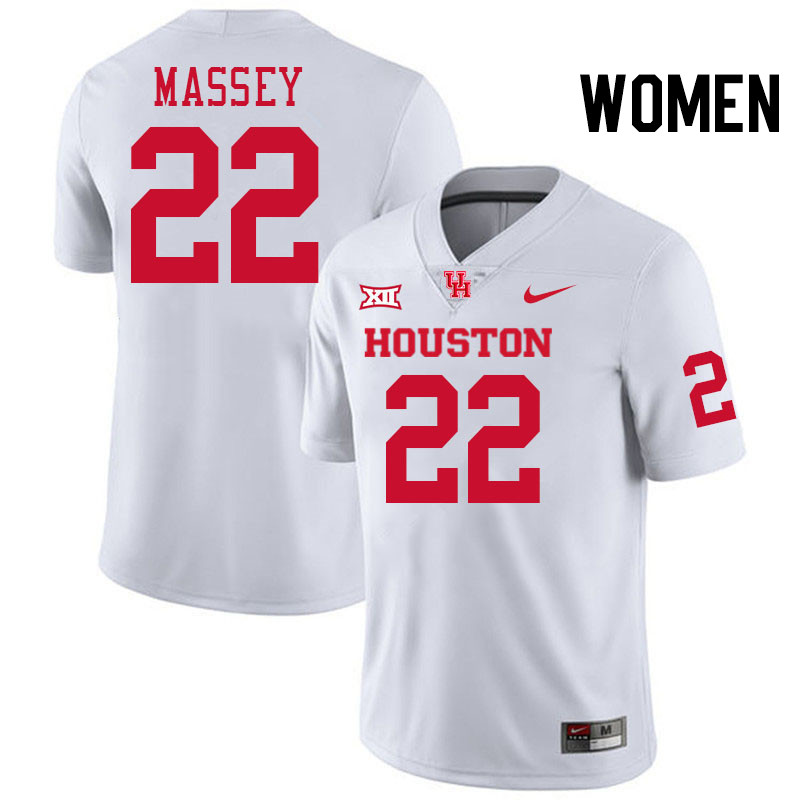 Women #22 Bryan Massey Houston Cougars College Football Jerseys Stitched-White